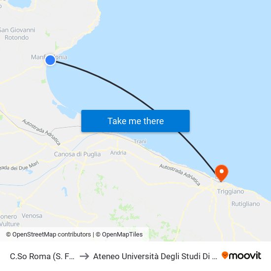C.So Roma (S. Francesco) to Ateneo Università Degli Studi Di Bari ""Aldo Moro"" map