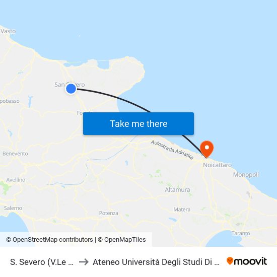 S. Severo (V.Le Stazione) to Ateneo Università Degli Studi Di Bari ""Aldo Moro"" map