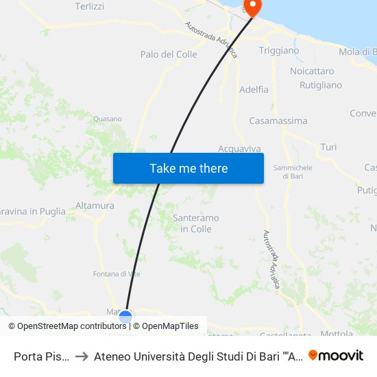 Porta Pistola to Ateneo Università Degli Studi Di Bari ""Aldo Moro"" map