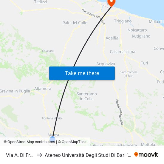 Via A. Di Francia to Ateneo Università Degli Studi Di Bari ""Aldo Moro"" map