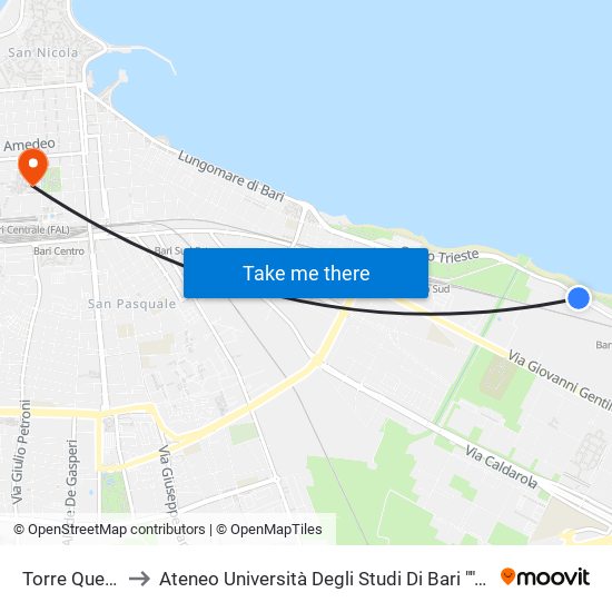 Torre Quetta II to Ateneo Università Degli Studi Di Bari ""Aldo Moro"" map