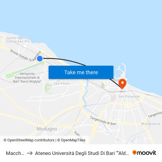 Macchie I to Ateneo Università Degli Studi Di Bari ""Aldo Moro"" map