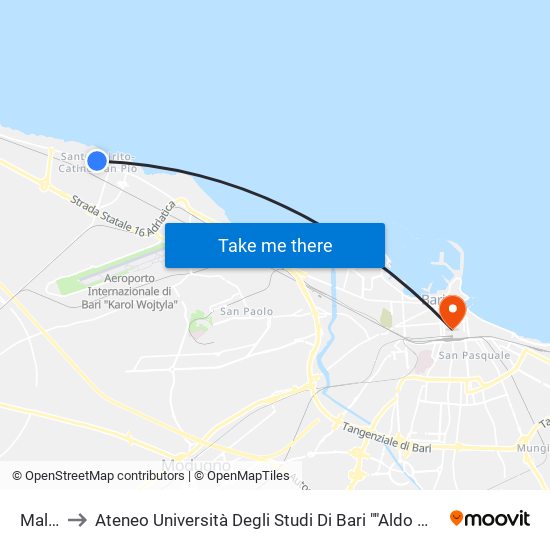 Malta to Ateneo Università Degli Studi Di Bari ""Aldo Moro"" map