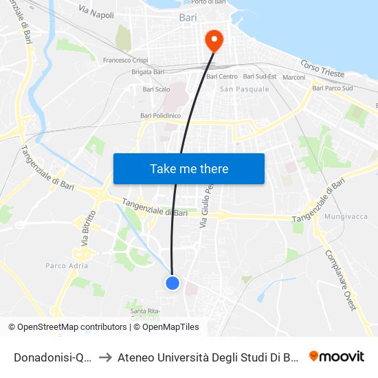 Donadonisi-Quaranta to Ateneo Università Degli Studi Di Bari ""Aldo Moro"" map