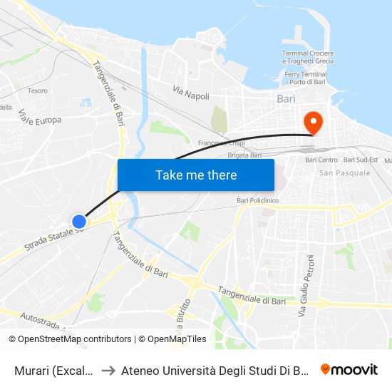Murari (Excalabrese) to Ateneo Università Degli Studi Di Bari ""Aldo Moro"" map