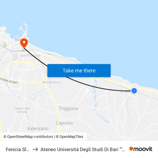 Fenicia Slargo to Ateneo Università Degli Studi Di Bari ""Aldo Moro"" map