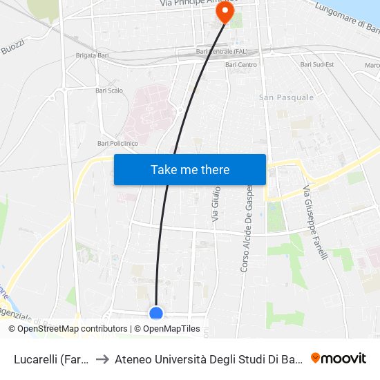 Lucarelli (Farmacia) to Ateneo Università Degli Studi Di Bari ""Aldo Moro"" map