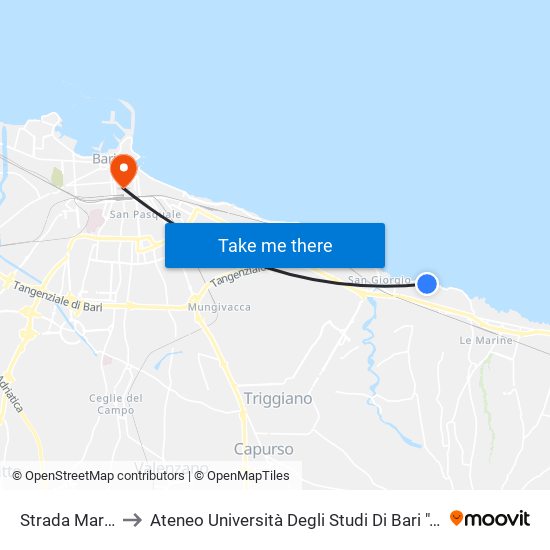 Strada Marina X to Ateneo Università Degli Studi Di Bari ""Aldo Moro"" map