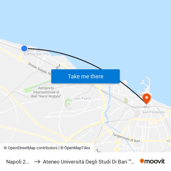 Napoli 233/C to Ateneo Università Degli Studi Di Bari ""Aldo Moro"" map
