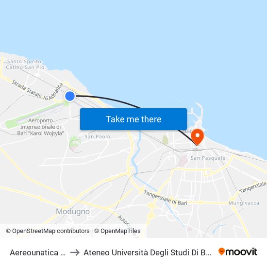 Aereounatica Militare to Ateneo Università Degli Studi Di Bari ""Aldo Moro"" map