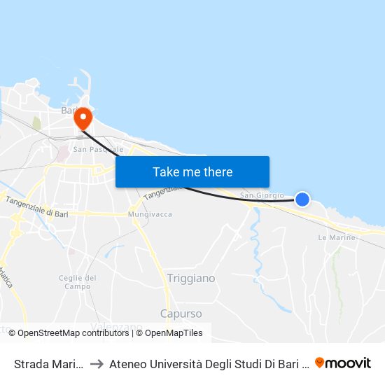 Strada Marina VII to Ateneo Università Degli Studi Di Bari ""Aldo Moro"" map