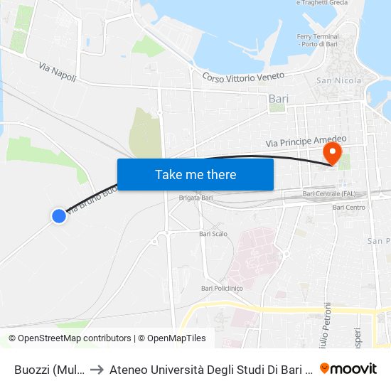Buozzi (Multicar) to Ateneo Università Degli Studi Di Bari ""Aldo Moro"" map