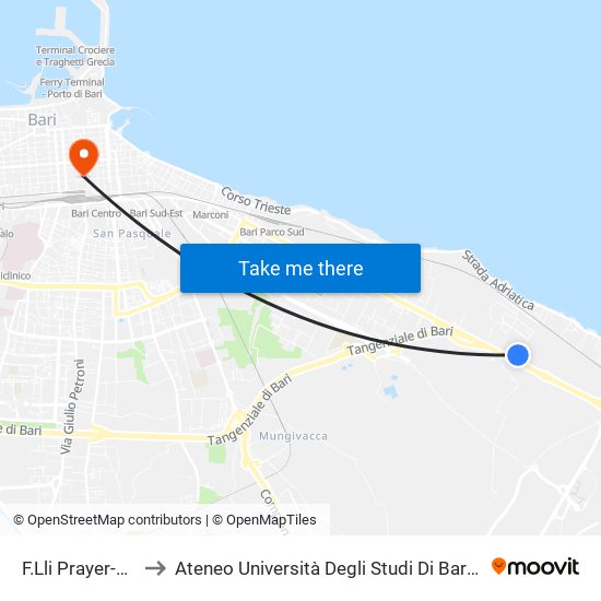 F.Lli Prayer-Gentile to Ateneo Università Degli Studi Di Bari ""Aldo Moro"" map
