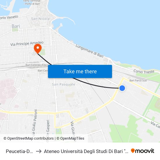 Peucetia-Daunia to Ateneo Università Degli Studi Di Bari ""Aldo Moro"" map