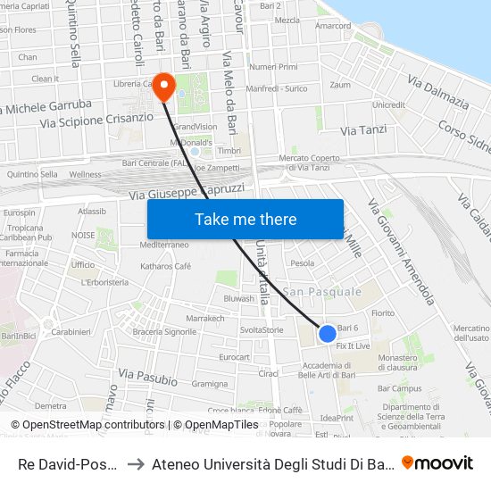 Re David-Postiglione to Ateneo Università Degli Studi Di Bari ""Aldo Moro"" map