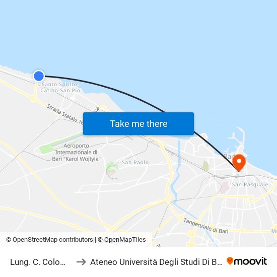 Lung. C. Colombo, Lido to Ateneo Università Degli Studi Di Bari ""Aldo Moro"" map