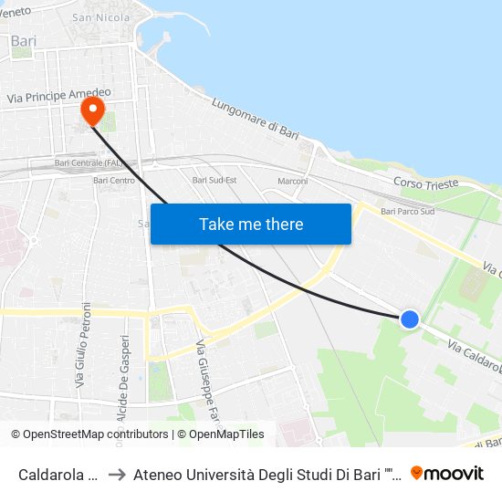 Caldarola 41/C to Ateneo Università Degli Studi Di Bari ""Aldo Moro"" map