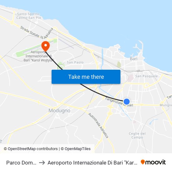 Parco Domingo to Aeroporto Internazionale Di Bari "Karol Wojtyla" map