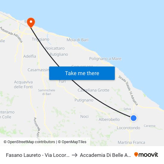 Fasano Laureto - Via Locorotondo 54 to Accademia Di Belle Arti Di Bari map