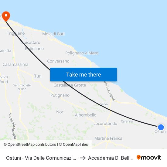 Ostuni - Via Delle Comunicazioni (Dir. Ostuni ) to Accademia Di Belle Arti Di Bari map