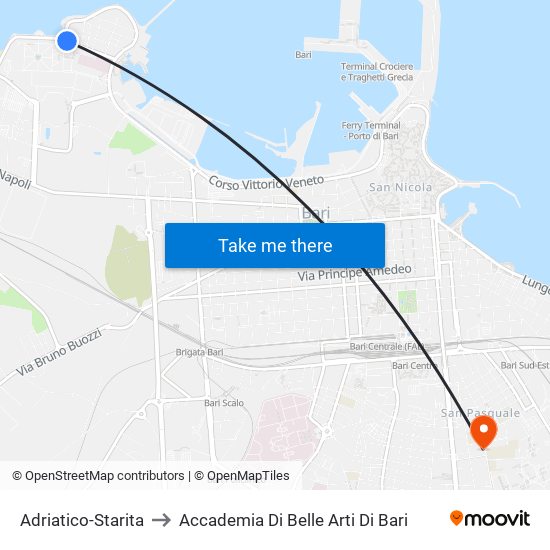 Adriatico-Starita to Accademia Di Belle Arti Di Bari map