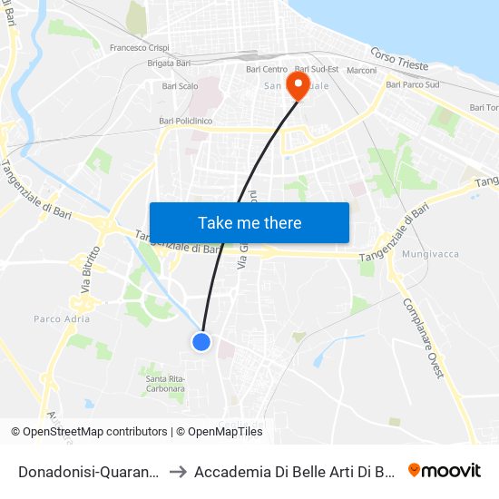 Donadonisi-Quaranta to Accademia Di Belle Arti Di Bari map