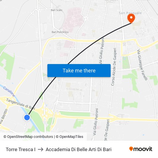 Torre Tresca I to Accademia Di Belle Arti Di Bari map