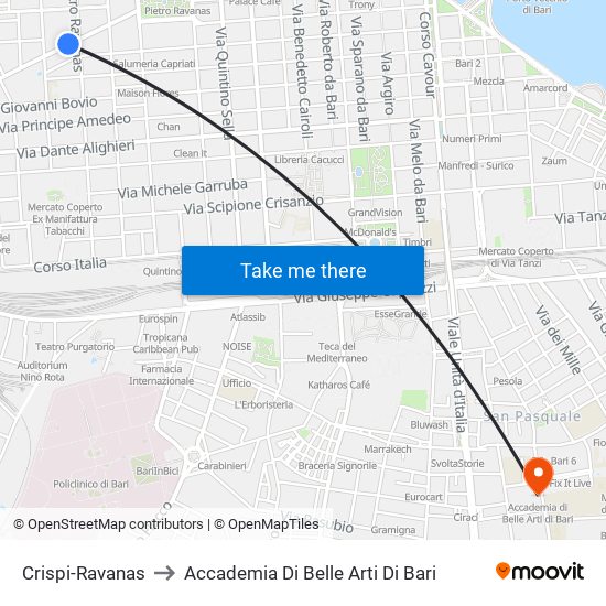 Crispi-Ravanas to Accademia Di Belle Arti Di Bari map