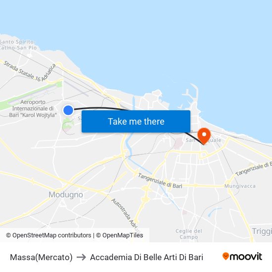 Massa(Mercato) to Accademia Di Belle Arti Di Bari map