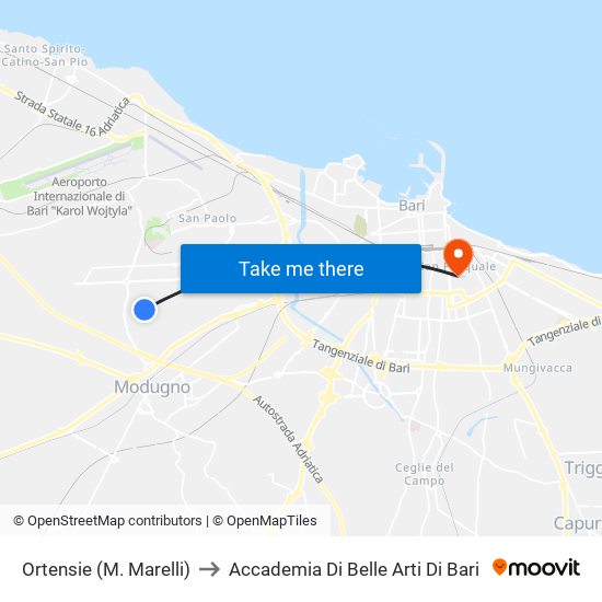 Ortensie (M. Marelli) to Accademia Di Belle Arti Di Bari map