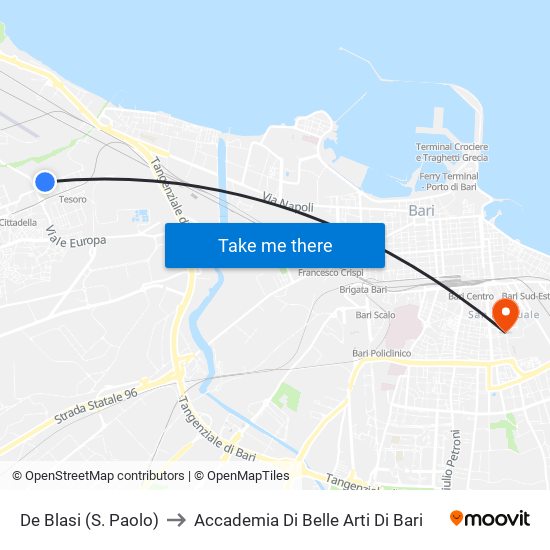 De Blasi (S. Paolo) to Accademia Di Belle Arti Di Bari map