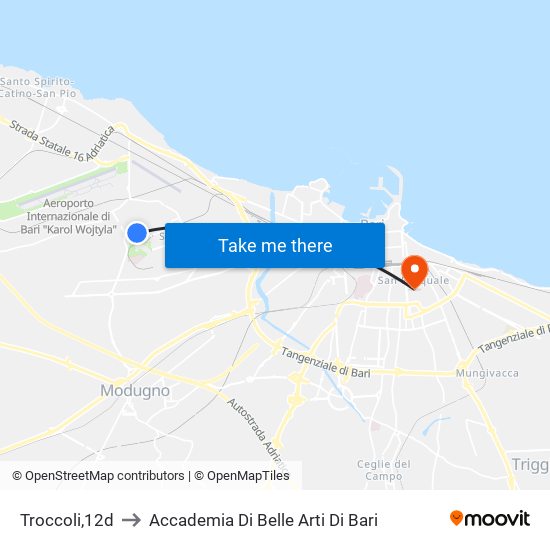 Troccoli,12d to Accademia Di Belle Arti Di Bari map