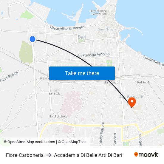 Fiore-Carboneria to Accademia Di Belle Arti Di Bari map