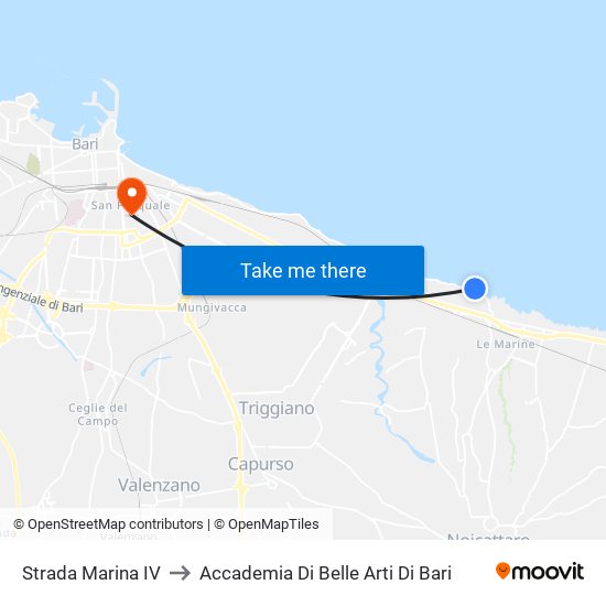 Strada Marina IV to Accademia Di Belle Arti Di Bari map