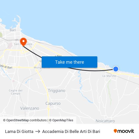 Lama Di Giotta to Accademia Di Belle Arti Di Bari map