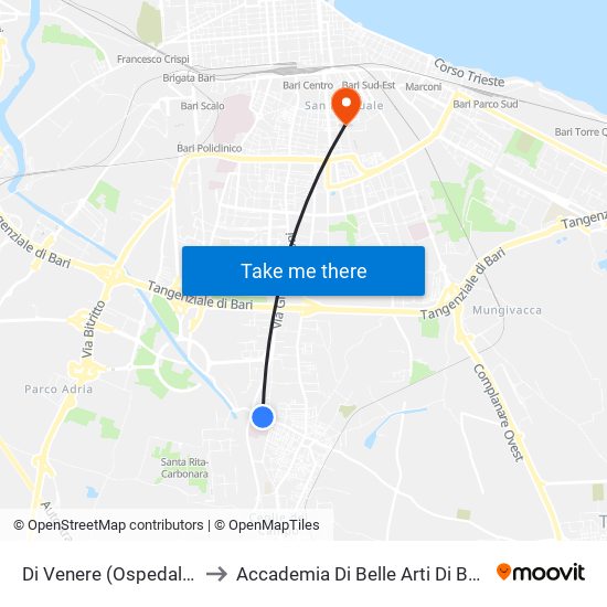 Di Venere (Ospedale) to Accademia Di Belle Arti Di Bari map