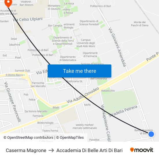 Caserma Magrone to Accademia Di Belle Arti Di Bari map