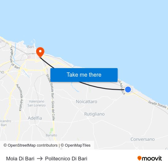 Mola Di Bari to Politecnico Di Bari map