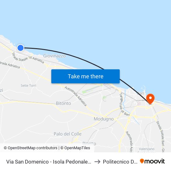 Via San Domenico - Isola Pedonale (Mercato) to Politecnico Di Bari map