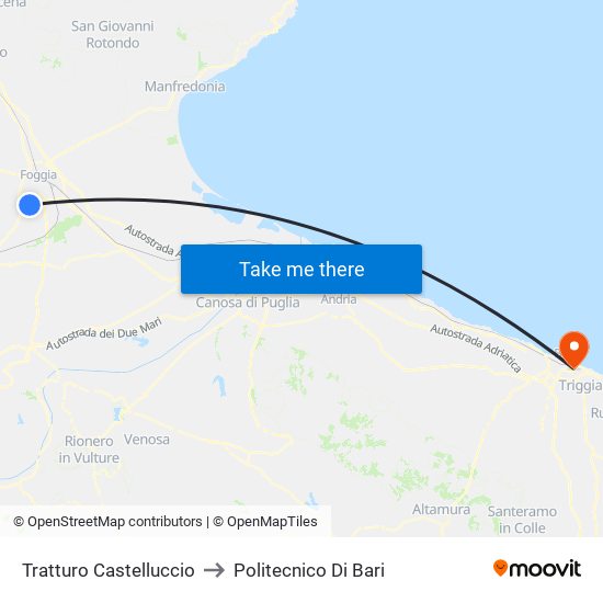 Tratturo Castelluccio to Politecnico Di Bari map