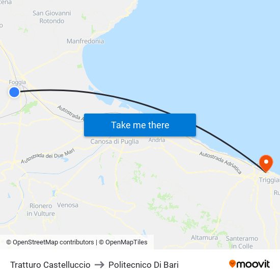 Tratturo Castelluccio to Politecnico Di Bari map