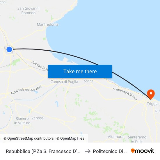 Repubblica (P.Za S. Francesco D'Assisi) to Politecnico Di Bari map