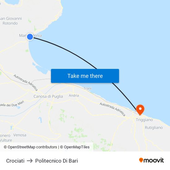 Crociati to Politecnico Di Bari map