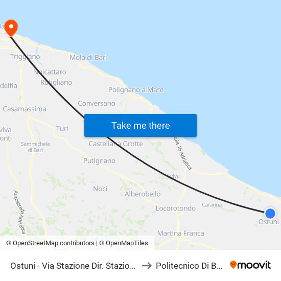 Ostuni - Via Stazione Dir. Stazione to Politecnico Di Bari map