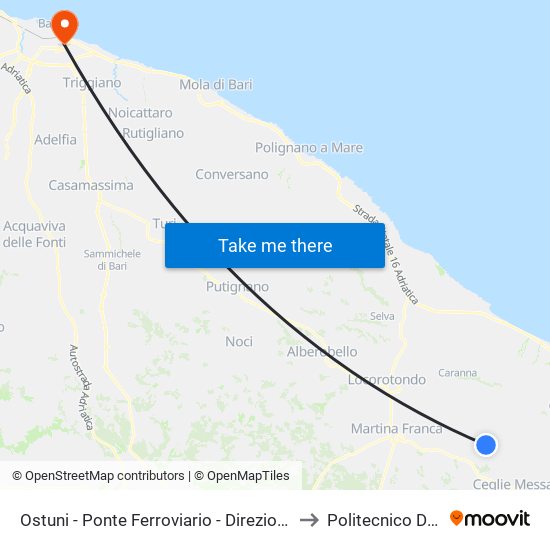 Brindisi - Viale E. Fermi - Himont - Direzione Brindisi to Politecnico Di Bari map