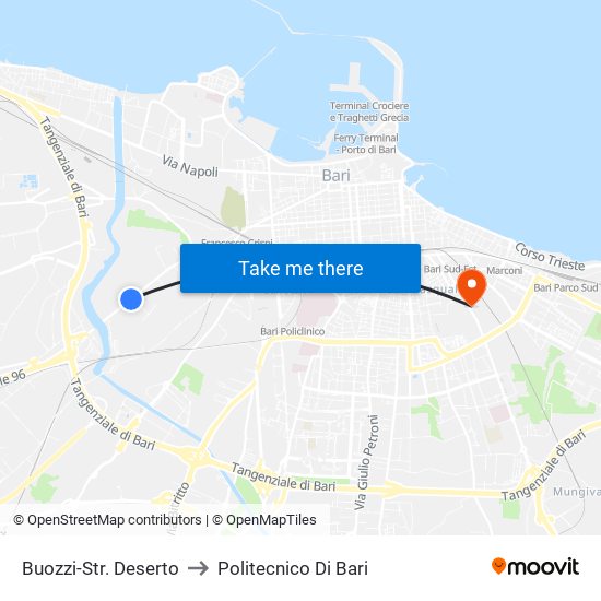 Buozzi-Str. Deserto to Politecnico Di Bari map