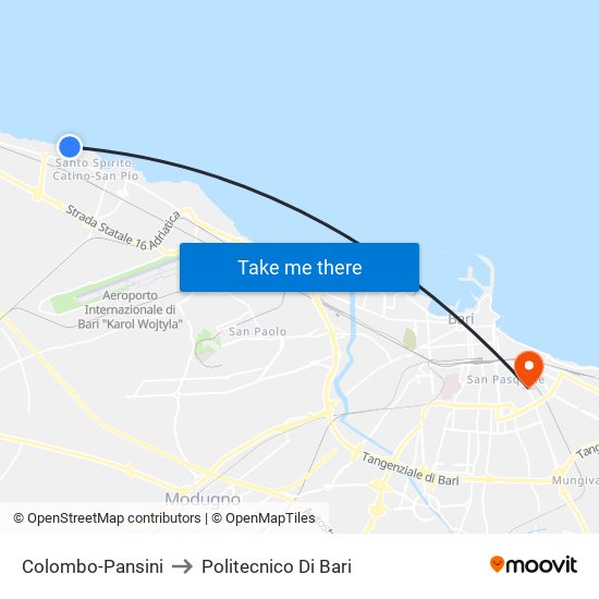 Colombo-Pansini to Politecnico Di Bari map