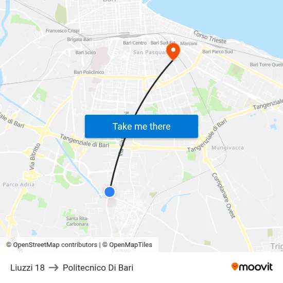 Liuzzi 18 to Polytechnic of Bari map