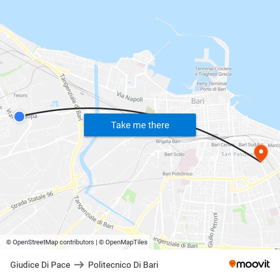 Giudice Di Pace to Politecnico Di Bari map