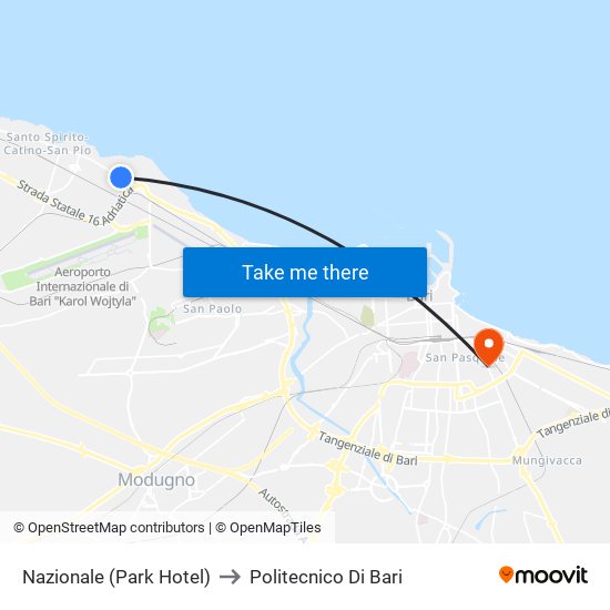 Nazionale (Park Hotel) to Politecnico Di Bari map